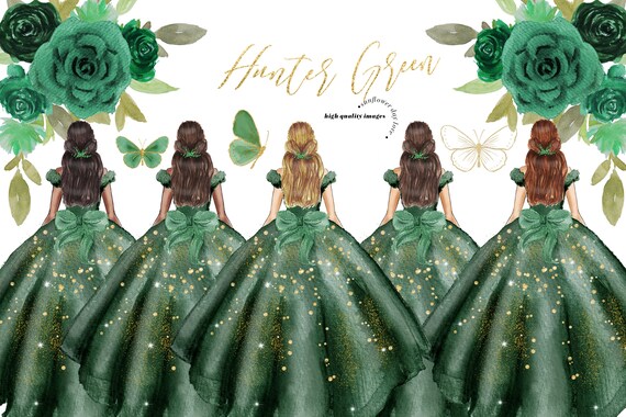 emerald green princess dress clipart Green Emerald Princess Dress Clipart, an Illustration by Sunflower Day Love