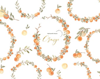 Orange Summer Elements Clipart, Citrus Frame Orange Illustration, Cutie Citrus Botanical Fruit Clip art, Citrus Fruit Graphic invitation