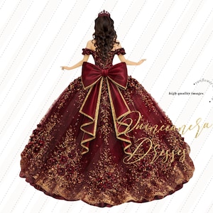 burgundy quince dress with gold Burgundy And Gold Quinceanera Dress