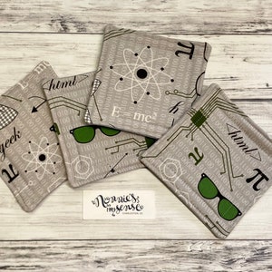 MATH Mathematics Quilted Fabric Coasters! Unique! Perfect Gift for Friend. Co Worker. Birthday. Teacher. Housewarming. Admin Day. Coach.