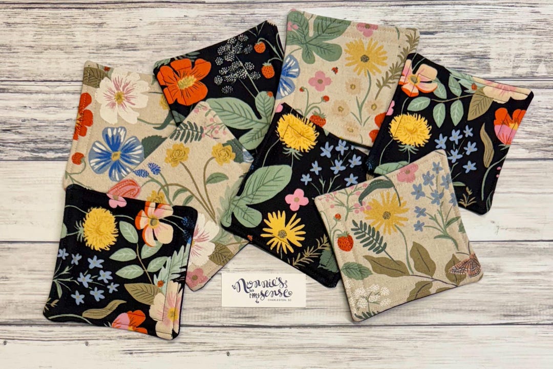 Rifle Paper Co. Fabric Coasters: Strawberry Fields Quilted Coasters - Etsy