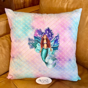 Ready To Ship NEW MERMAID PILLOWCASE. Fits 18x18 pillow form. Perfect Gift for Disney Lovers. Home Decor. Nursery. Toddler. Tween. Decor.