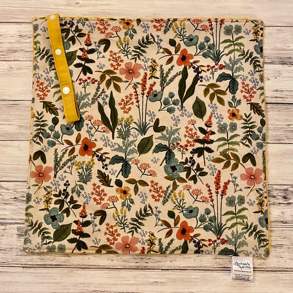 HERB GARDEN Floral Lap LOVEY! Rifle Paper Co. Large Lap Lovey. 15"x15". New Baby. Toddler. Lovey. Minky Reverse. Adjustable Tether. Car Seat