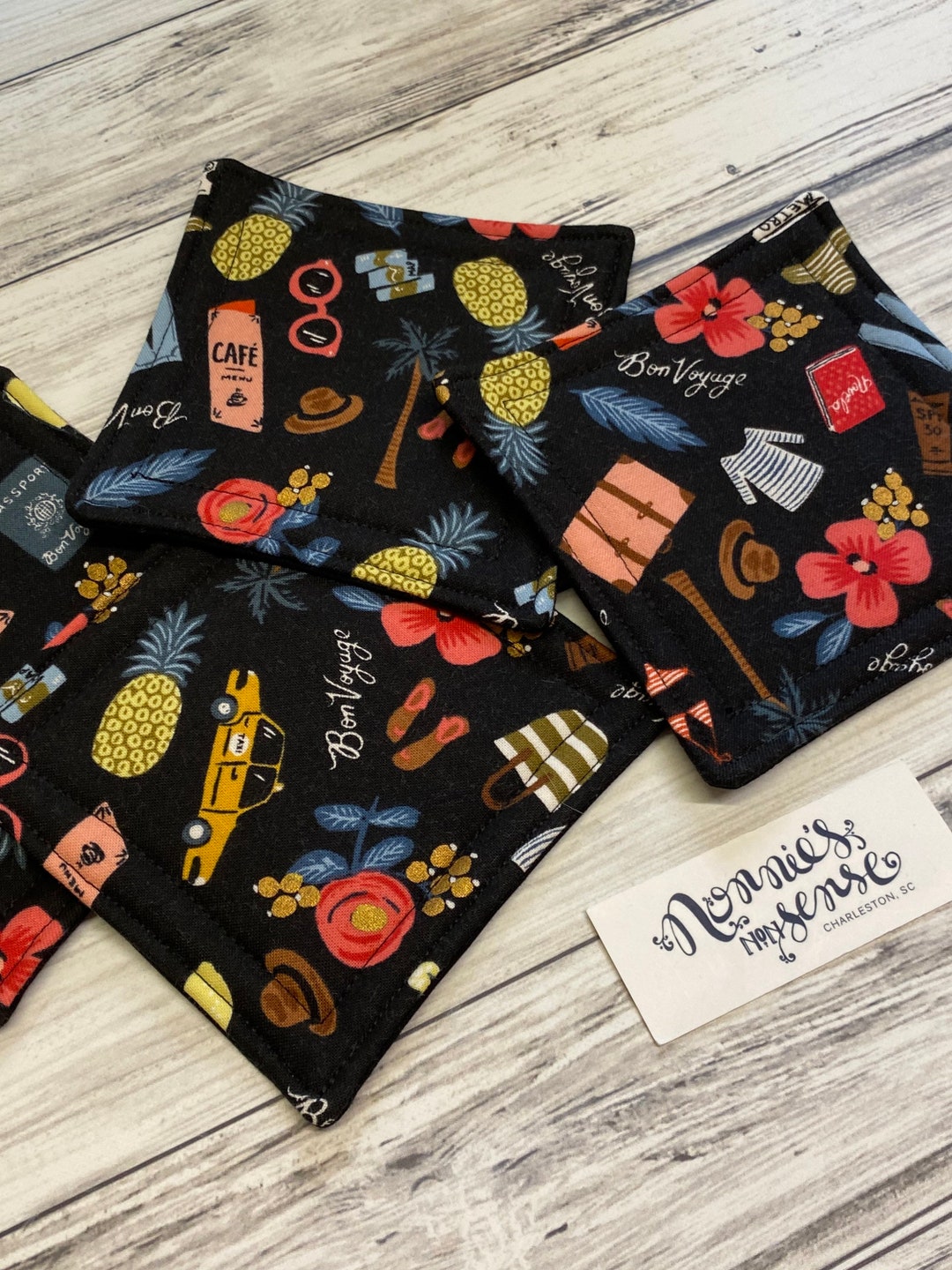 RIFLE PAPER CO. Quilted Fabric Coasters: Absorbent Drink Coasters ...
