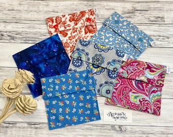 CUSTOM Small Wet Bag with Snaps. YOU Choose Fabric! Discrete Cloth Pad Holder. Feminine Hygiene Wrappers. PUL Interior. Menstrual Pad Holder