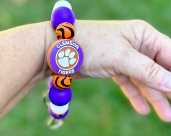 Clemson Tigers Silikon Perlen Armband: College Fan Geschenk. Schüler. Lehrer. Professor. Graduierung.