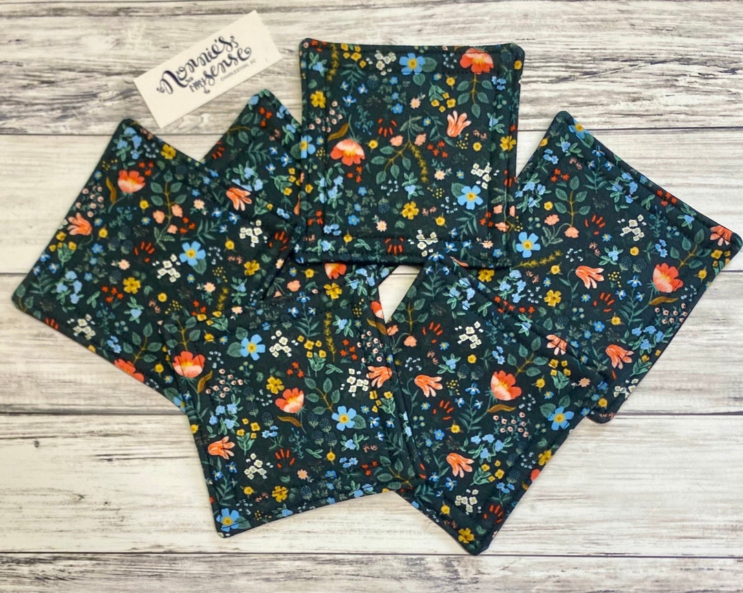 Floral Quilted Fabric Coasters: Rifle Paper Co. Absorbent Coasters - Etsy