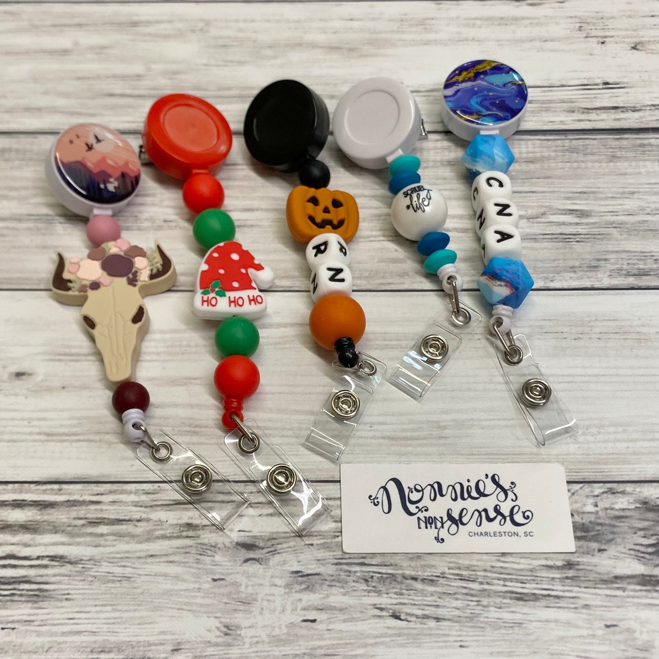 Custom Badge Reel. Silicone, Wooden and Chunky Beads. You Choose Beads! Work Badge Holder. ID Holder. Teacher. Medical. Office. School.