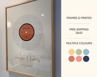Personalised Vinyl Record Song With Lyrics Printed Framed