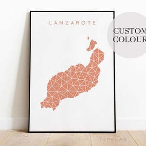 Lanzarote Print, Spanien Karte Druck, Kanarische Inseln Reise Poster, Geometrische Kunst Druck, Lanzarote Poster, Spanien Wanddekoration, minimalistische Wandkunst