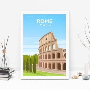 Lámina artística de Roma, Italia, Coliseo, Roma, póster europeo, póster de Italia, arte mural de Italia