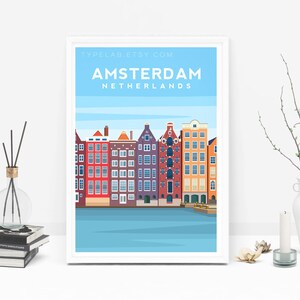 Amsterdam Art Print, the Netherlands Travel Print, European City Poster ...