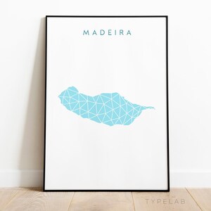 Madeira print, Portugal kaart print, Portugal reisposter, geometrische kunstprint, Madeira poster, Portugees muurdecor, minimalistische muurkunst