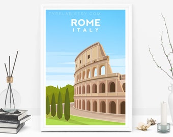 Rome Italy Art Print, The Colosseum Italian Travel Print, Rome City Print, European Poster Wall Decor, Italy Poster, Italy Wall Art