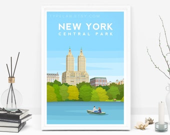 New York USA Print | Central Park Manhattan Travel Poster - American Wall Art