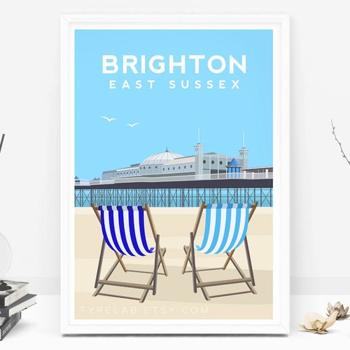 Brighton Art Print Brighton Pier Travel Print East Sussex Etsy