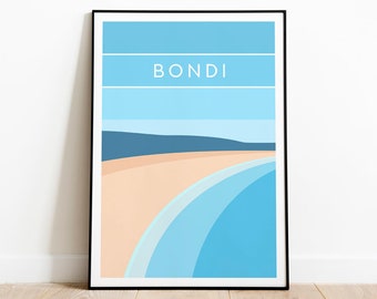 Bondi Beach Art Print | Australia Travel Poster - Minimalist Coastal Wall Art