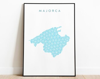 Majorca Print, Spain Map Print, Balearic Islands Travel Poster, Geometric Art Print, Mallorca Poster, Spain Wall Decor, Minimalist Wall Art