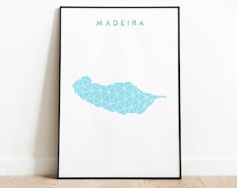 Madeira Map Print | Portugal Geometric Travel Wall Art