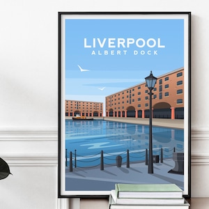 Liverpool England Art Print | Royal Albert Dock Travel Poster - UK City Wall Art