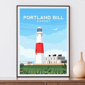Portland Bill Lighthouse Print | Dorset Travel Poster - South England Coastal Wall Art