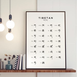 Arte imprimible del alfabeto tibetano / Arte mural para aprender idiomas, impresión digital educativa - Descarga instantánea