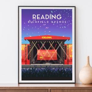 Reading Festival Art Print, British Music Festival muurkunst, Berkshire England poster