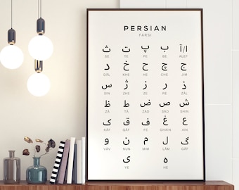 Persian Alphabet Printable Art, Farsi Language Digital Print, Language Learning Poster Instant Download