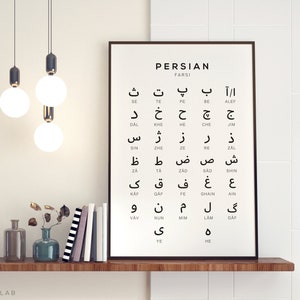 Arte stampabile in alfabeto persiano, stampa digitale in lingua farsi, poster per l'apprendimento delle lingue Download istantaneo