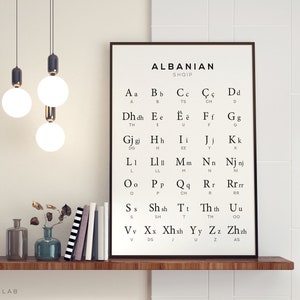 Albanian Alphabet Printable Art, Albania Language Digital Print, Alphabet Chart, Black & White Printable Poster - Instant Download