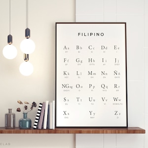 Filipino Alphabet Printable Art, Philippines Digital Print, Alphabet Chart, Black & White Wall Art, Printable Poster - Instant Download
