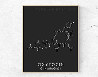 Oxytocin Printable Art - Chemical Love Molecule Digital Print - Black & White Wall Art - Scandinavian Minimalist Printable Instant Download