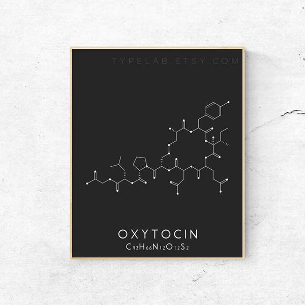 Oxytocin Printable Art - Chemical Love Molecule Digital Print - Black & White Wall Art - Scandinavian Minimalist Printable Instant Download