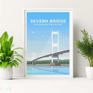 Severn Bridge Art Print, Monmouthshire Wales Print, Travel Print, Wales Poster, Wales Wall Decor, Welsh Landscape Wall Art, Travel Poster