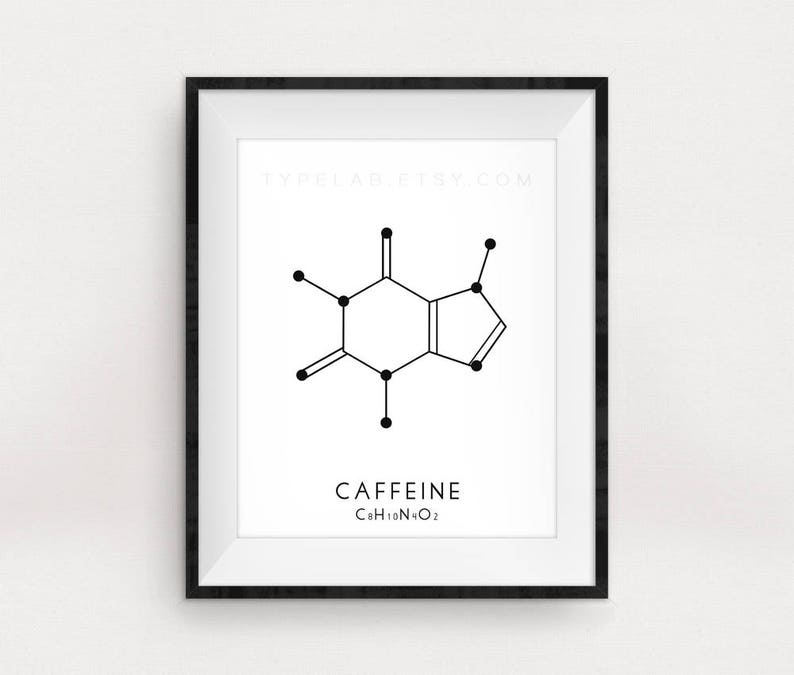 Molecule Printable Art Set 3 Caffeine, Oxytocin & Adrenaline Digital Print Molecular Structure Chemistry Printable Instant Download image 4