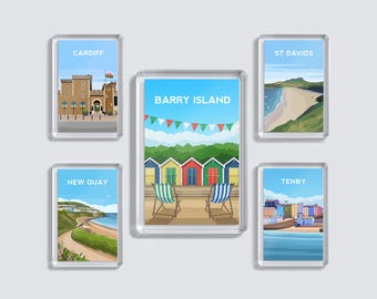 South Wales Acrylic Fridge Magnets | Welsh Travel Art
