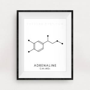 Molecule Printable Art Set 3 Caffeine, Oxytocin & Adrenaline Digital Print Molecular Structure Chemistry Printable Instant Download image 2
