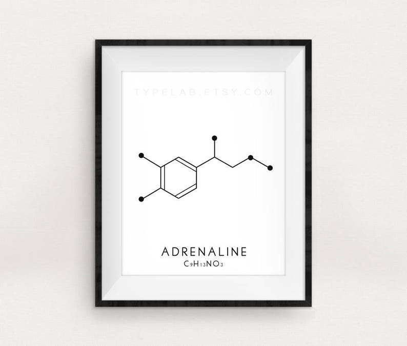Molecule Printable Art Set 3 Caffeine, Oxytocin & Adrenaline Digital Print Molecular Structure Chemistry Printable Instant Download image 2