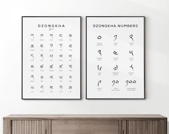Dzongkha Alphabet and Number Print Set | Black & White Language