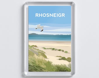 Rhosneigr Anglesey Acrylic Fridge Magnet | Wales Travel Art