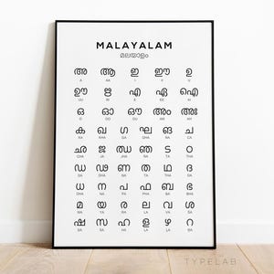 Malayalam Alphabet Druck | Sprachlerntafel Poster - Indische Lerntafel