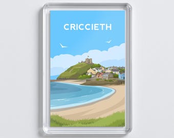 Criccieth Wales Acrylic Fridge Magnet | Llyn Peninsula Travel Art