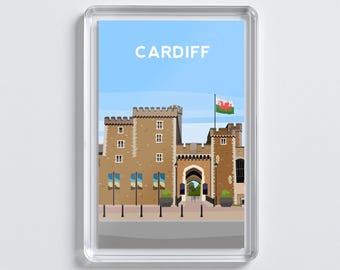 Cardiff Wales Acrylic Fridge Magnet | Welsh Castle Travel Art
