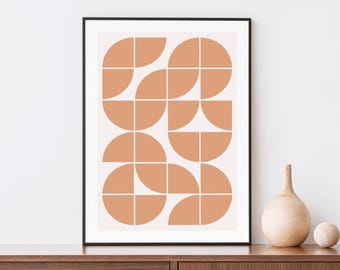 Mid Century Circle Art Print | Retro Orange Poster - Geometric Scandi Wall Art