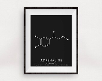 3 Caffeine Instant Download Molecule Printable Art Set Scandinavian Minimalist Printable Oxytocin & Adrenaline Digital Print