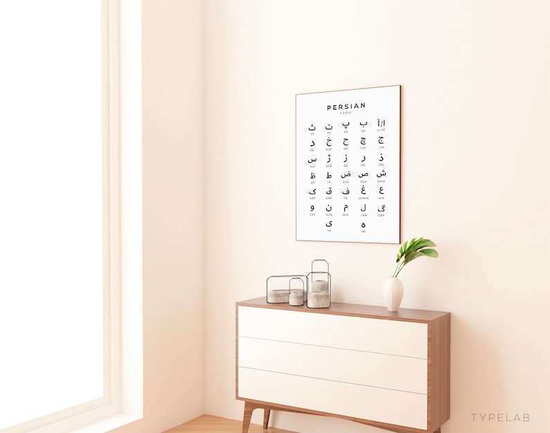 Persian Alphabet Chart Print Farsi Language Wall Art Black & Etsy