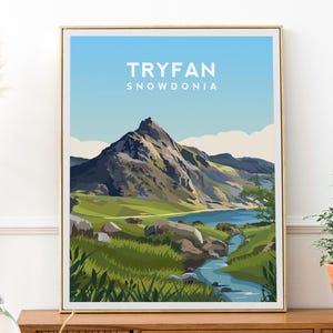 Tryfan Mountain Wales Print | Snowdonia Travel Poster - Welsh Landscape Wall Art