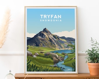 Tryfan Mountain Wales Print | Snowdonia Travel Poster - Welsh Landscape Wall Art