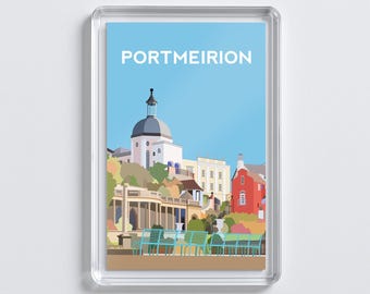 Portmeirion Wales Acrylic Fridge Magnet | Welsh Travel Art