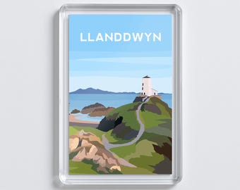 Llanddwyn Anglesey Acrylic Fridge Magnet | Wales Travel Art